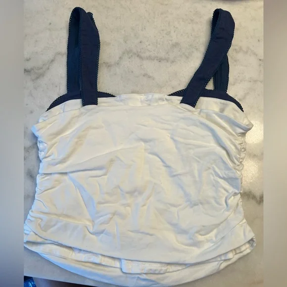 FREE PEOPLE White and Blue Top - Picture 2 of 3